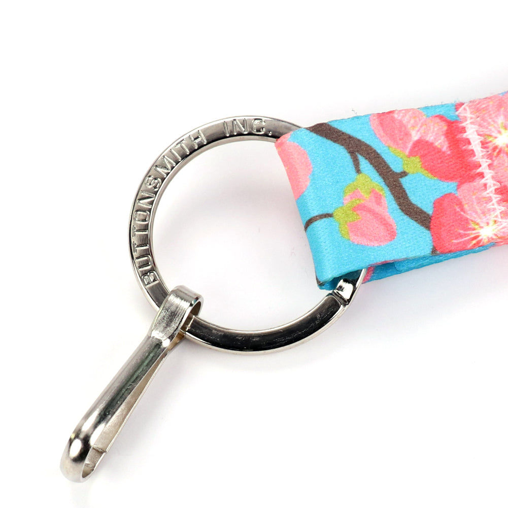 Buttonsmith Cheery Cherry Blossoms Custom Lanyard - Made in USA - Buttonsmith Inc.