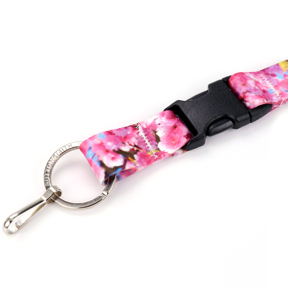 Buttonsmith Cherry Blossoms Photo Custom Lanyard - Made in USA - Buttonsmith Inc.