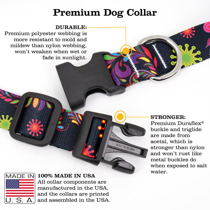 Bright Floral Dog Collar - Made in USA