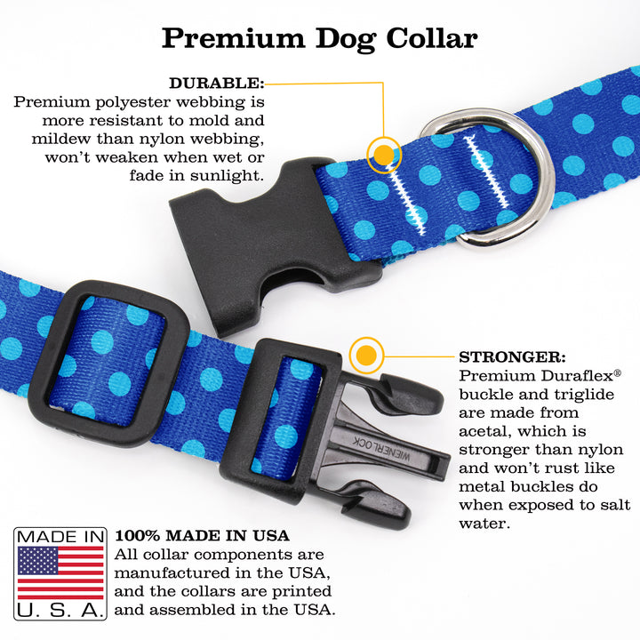 Blue Dots Dog Collar - Made in USA