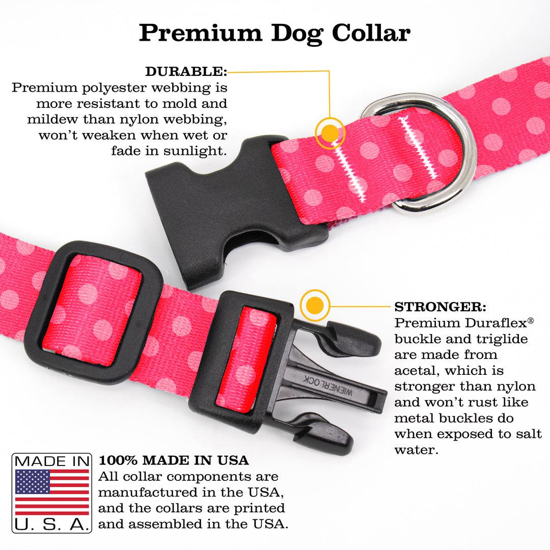 Pink Dots Dog Collar - Made in USA