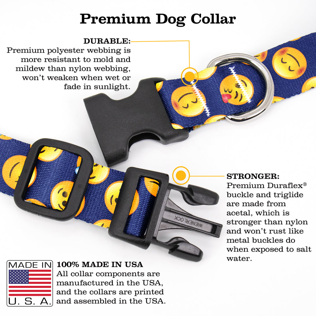 Emoji Blue Dog Collar - Made in USA