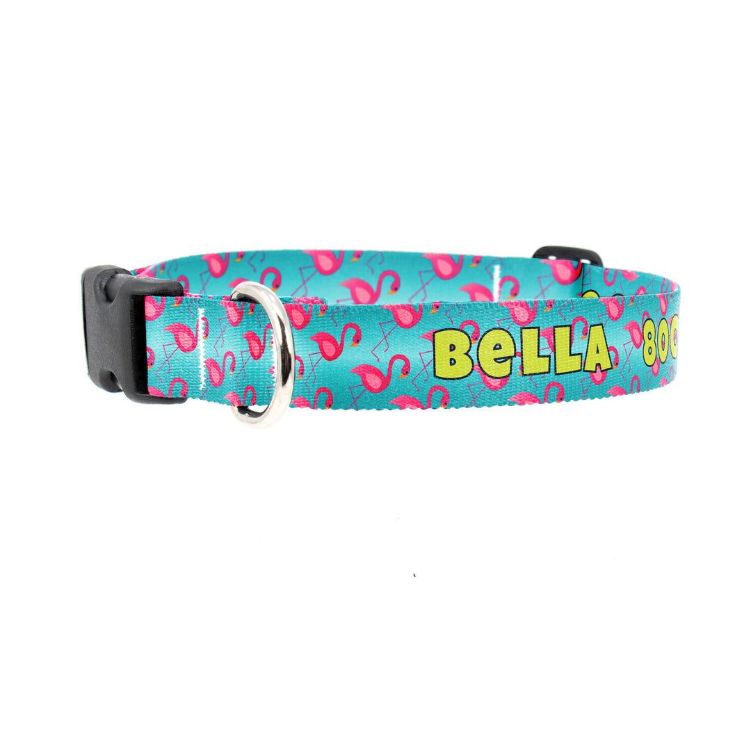 Buttonsmith Flamingos Custom Dog Collar - Made in USA