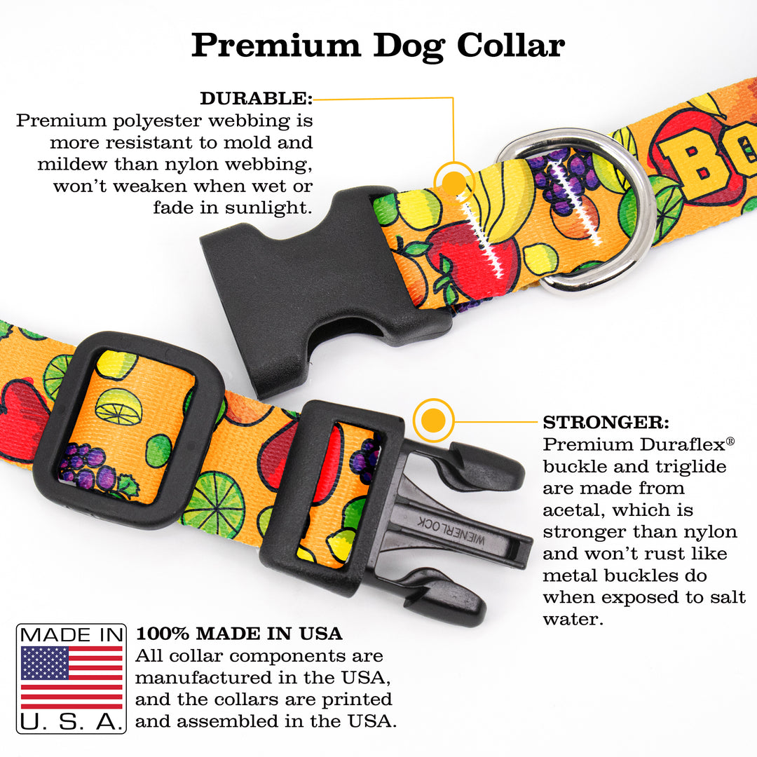 Buttonsmith Fruit Frenzy Custom Dog Collar - Made in USA