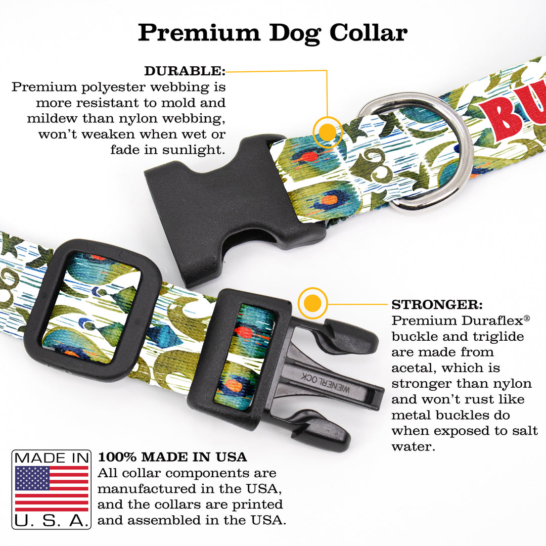 Buttonsmith Ikat Cucumber Custom Dog Collar - Made in USA