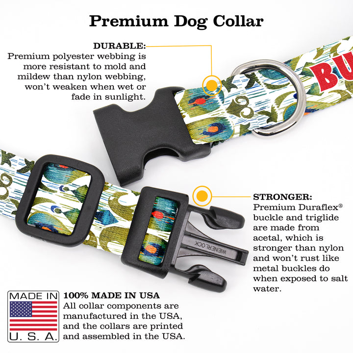 Buttonsmith Ikat Cucumber Custom Dog Collar - Made in USA