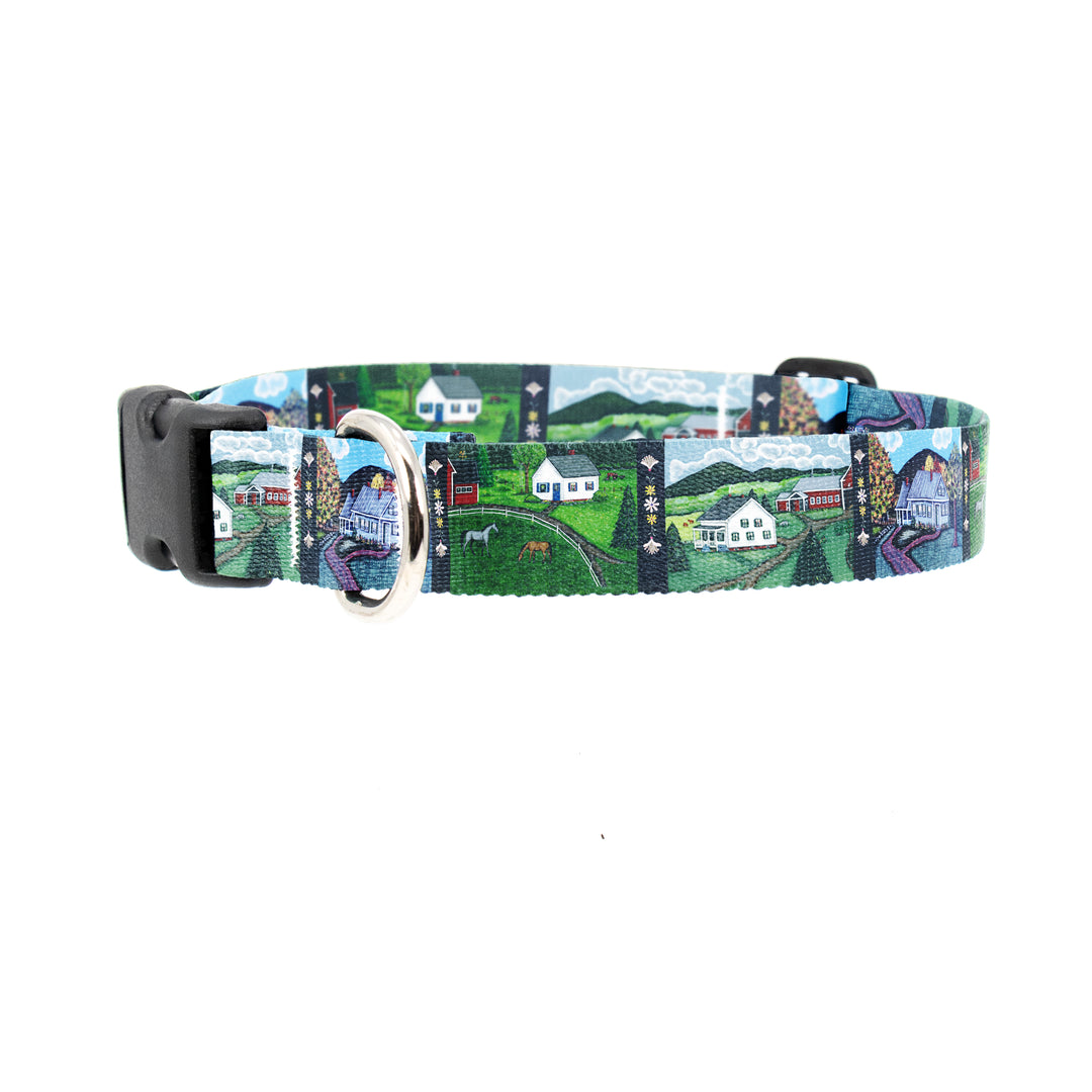 Rebecca McGovern Farm Houses Dog Collar - Made in USA