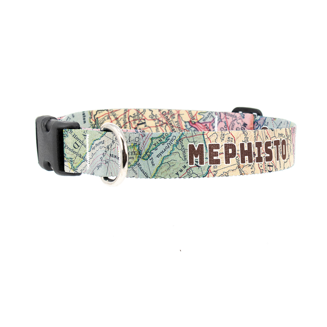 Map Custom Dog Collar - Made in USA