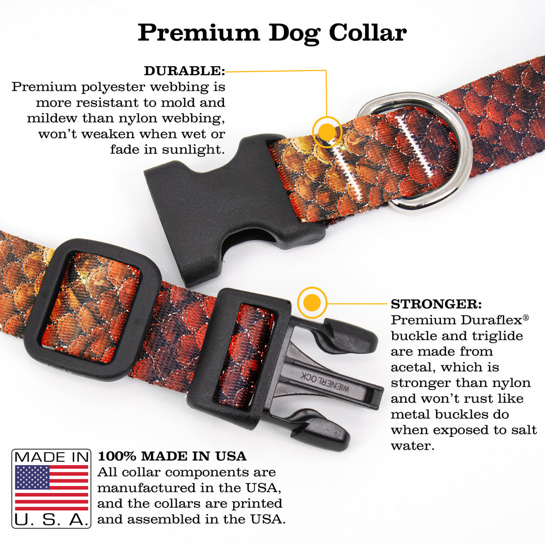 Mermaid Scales Orange Dog Collar - Made in USA