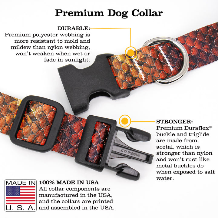 Mermaid Scales Orange Dog Collar - Made in USA