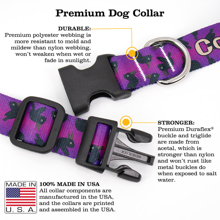 Buttonsmith Purple Crows Custom Dog Collar - Made in USA