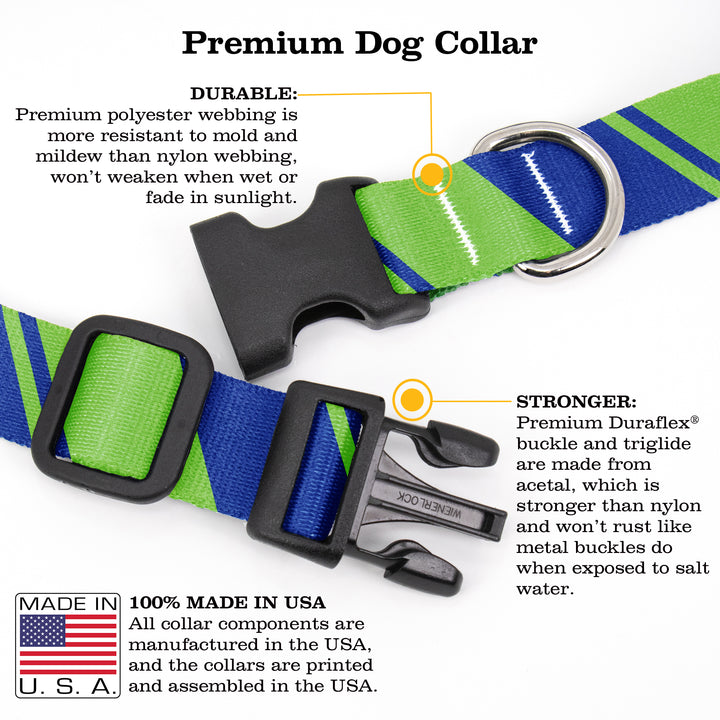 Sporty Blue Green Dog Collar - Made in USA