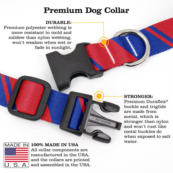 Sporty Blue Red Dog Collar - Made in USA