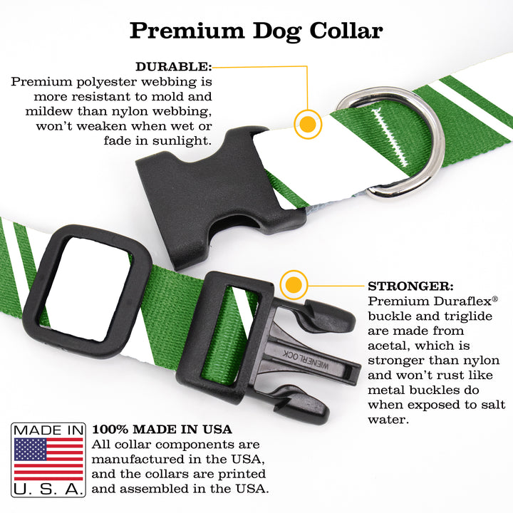 Sporty Green White Dog Collar - Made in USA