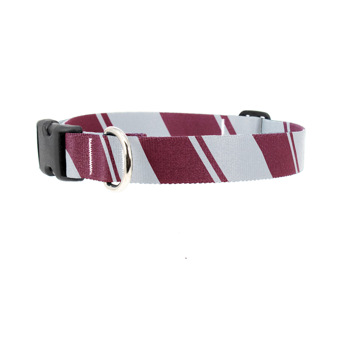 Sporty Maroon Grey Dog Collar - Made in USA