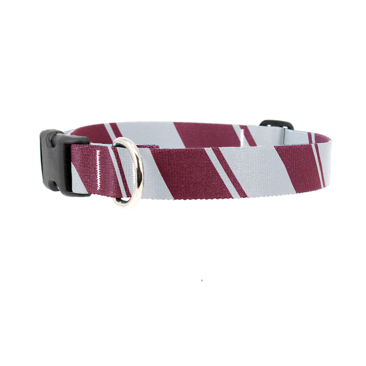 Sporty Maroon Grey Dog Collar - Made in USA