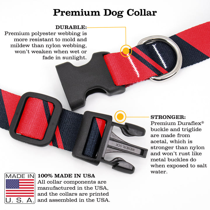 Sporty Red Black Dog Collar - Made in USA