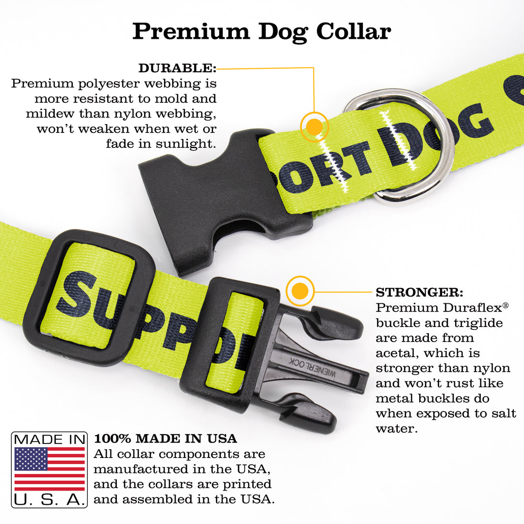 Support Dog High Visibility Yellow Dog Collar - Made in USA