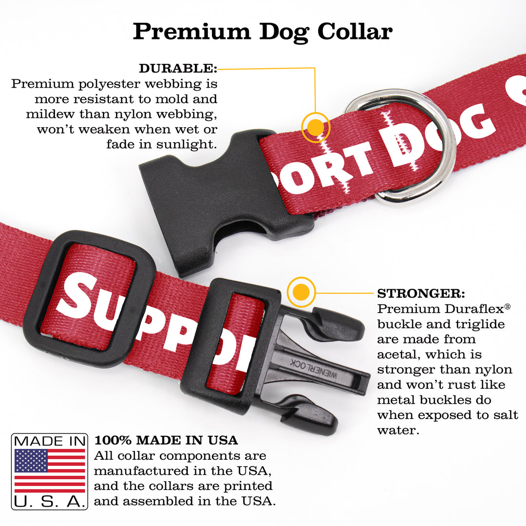 Support Dog Red Dog Collar - Made in USA