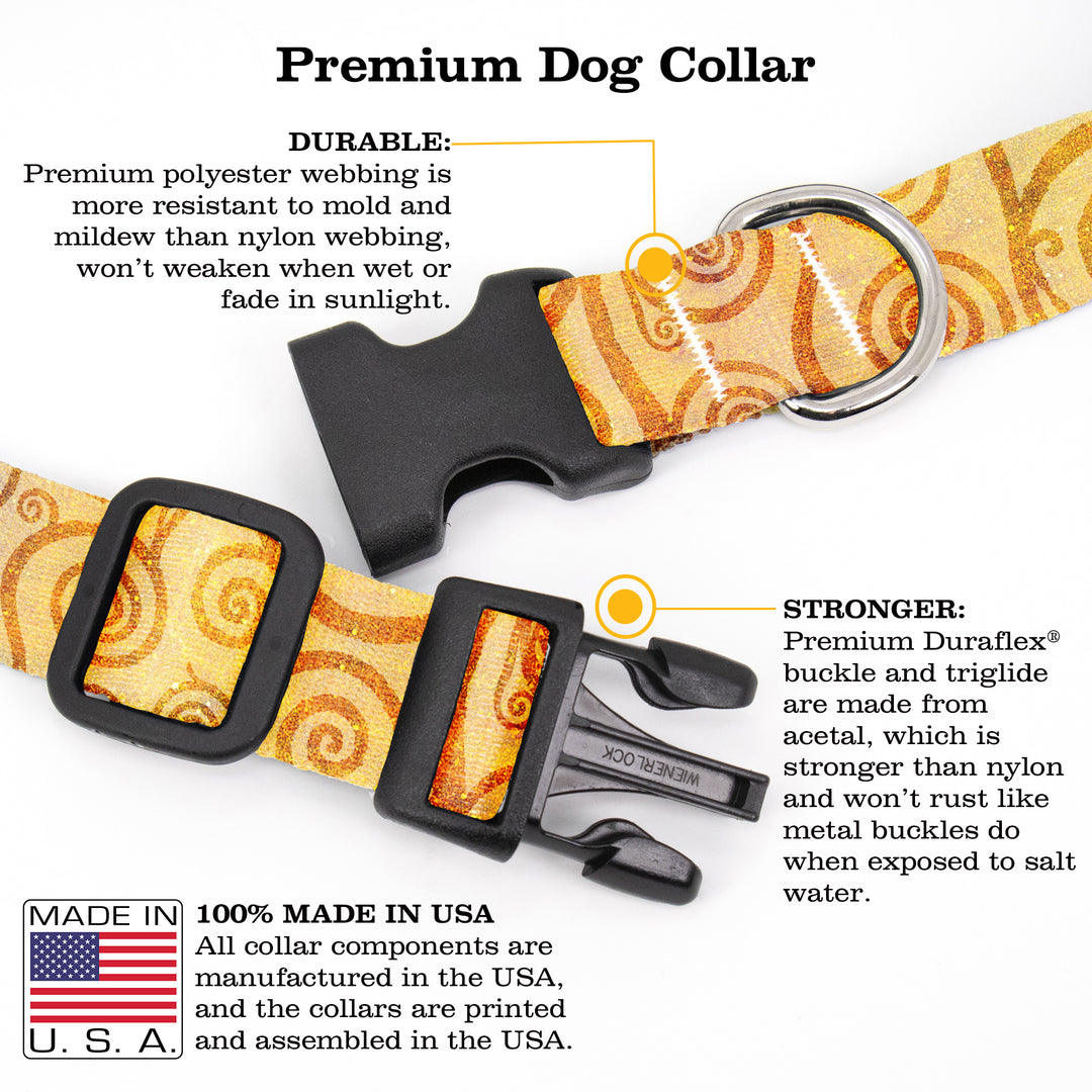 Swirls Citrine Dog Collar - Made in USA