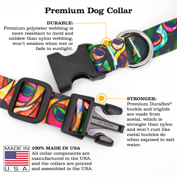 Tiffany Peacock Dog Collar - Made in USA