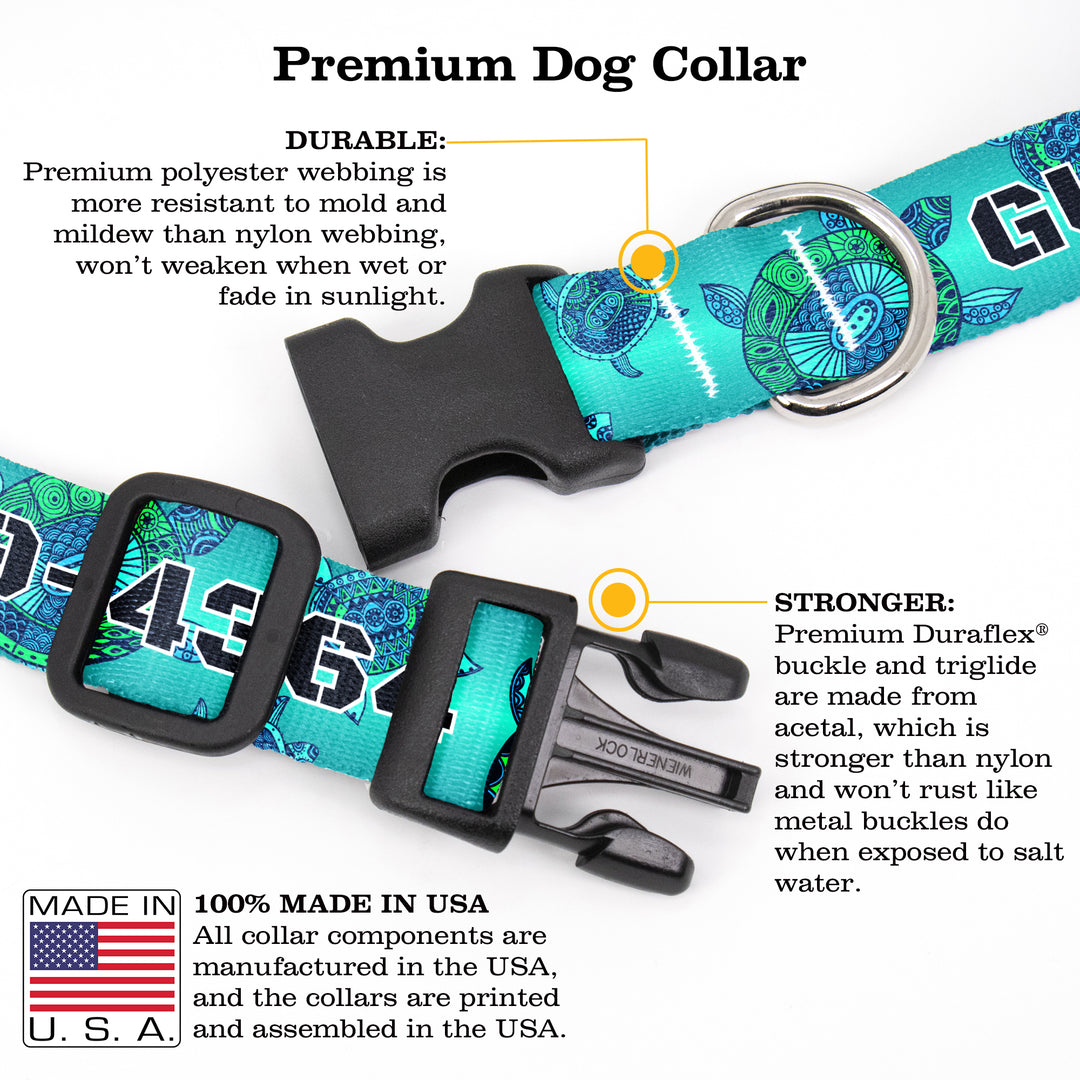 Buttonsmith Turtles Custom Dog Collar - Made in USA