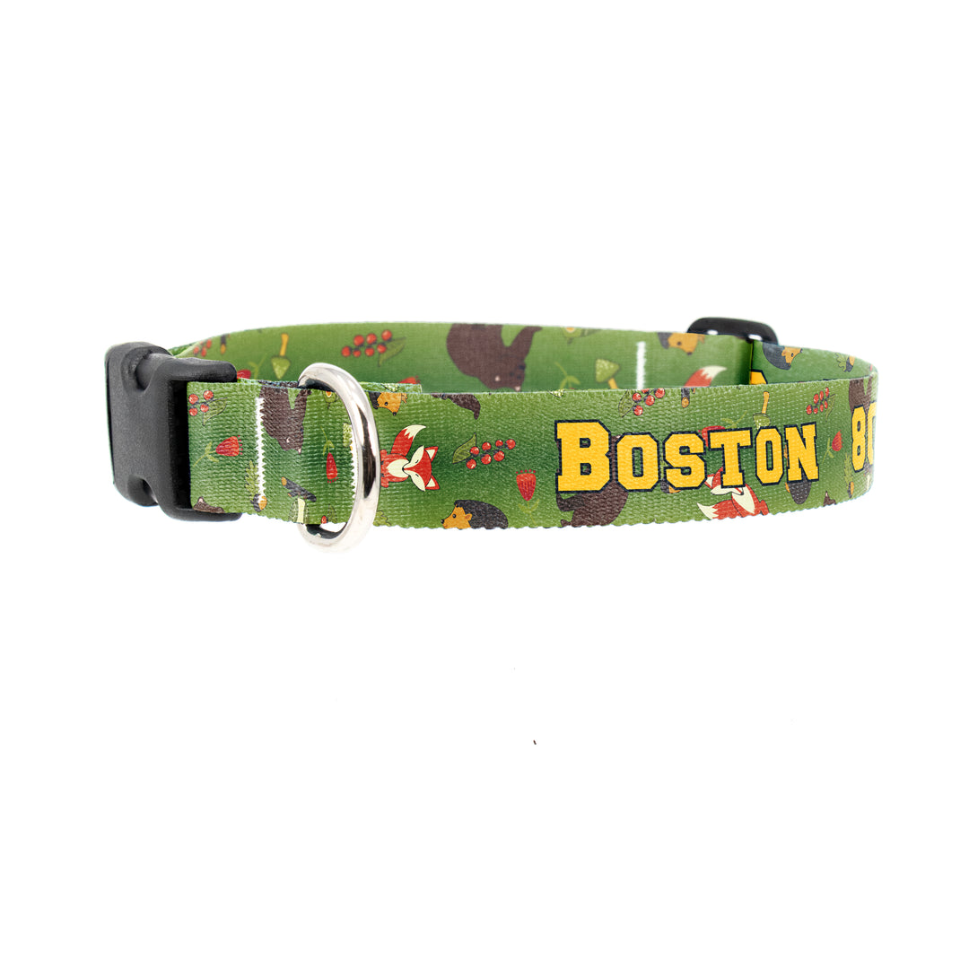 Buttonsmith Woodland Creatures Custom Dog Collar - Made in USA