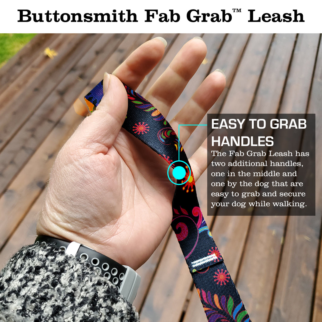 Bright Floral Fab Grab Leash - Made in USA