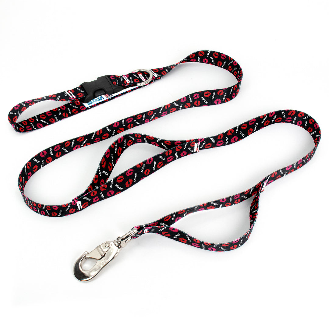 Kisses Black Fab Grab Leash - Made in USA