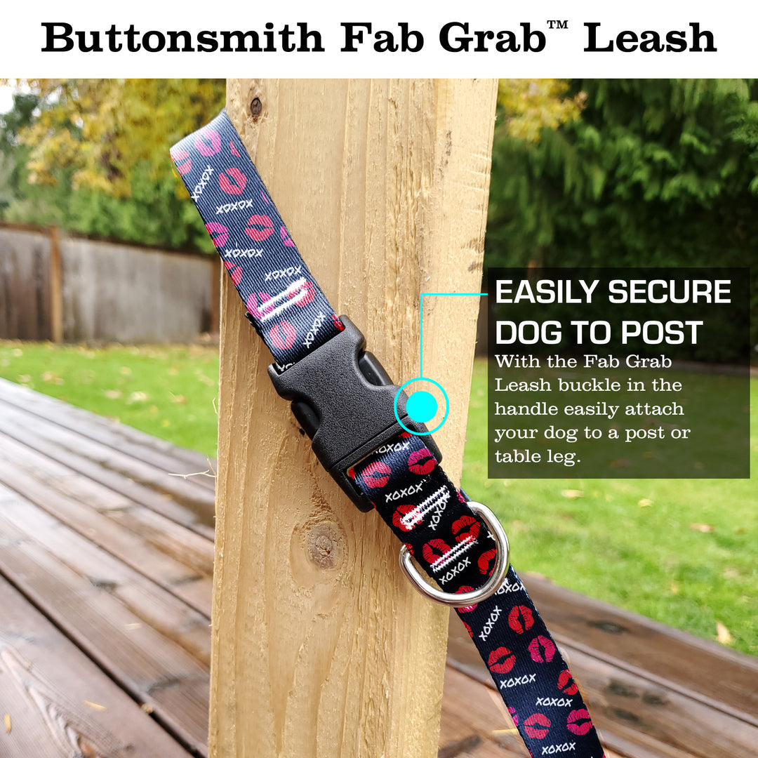 Kisses Black Fab Grab Leash - Made in USA