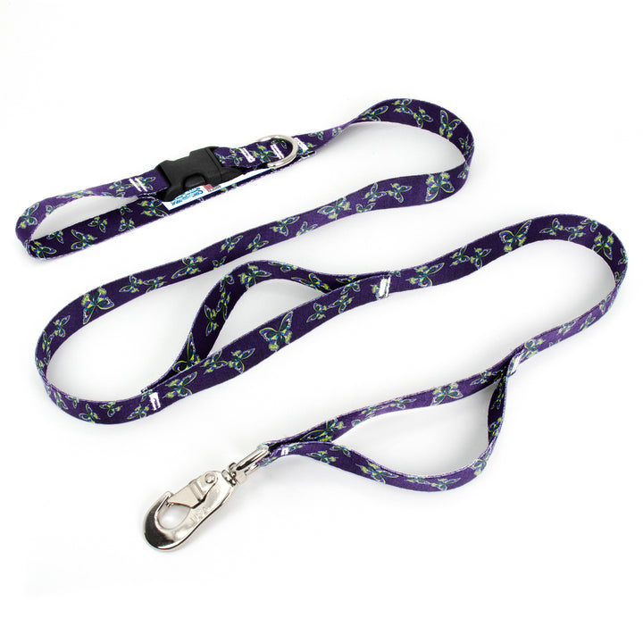 Rebecca McGovern Butterflies on Purple Fab Grab Leash - Made in USA