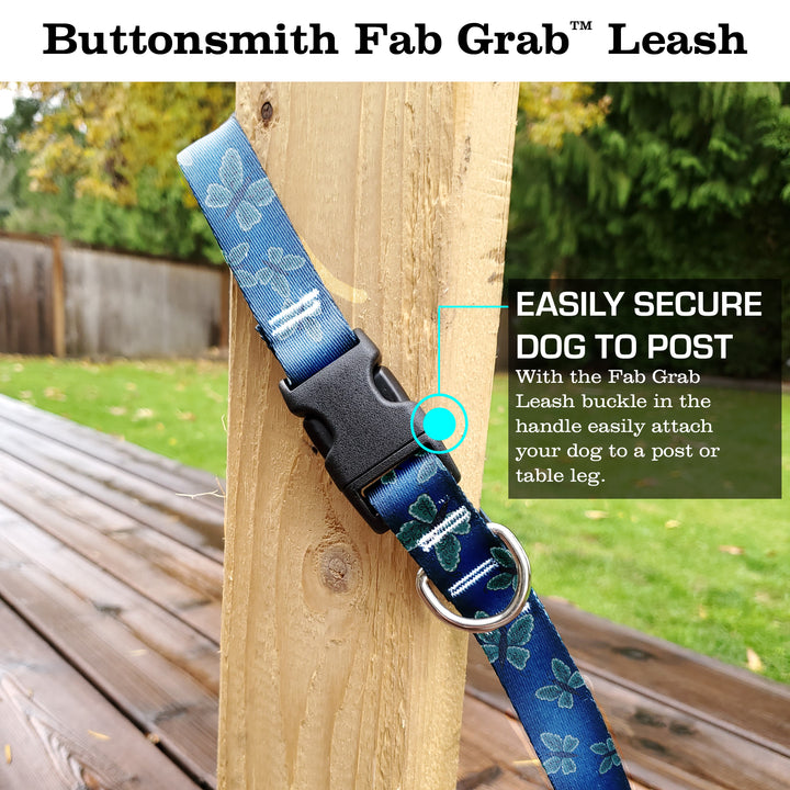 Rebecca McGovern Blue Butterflies Fab Grab Leash - Made in USA