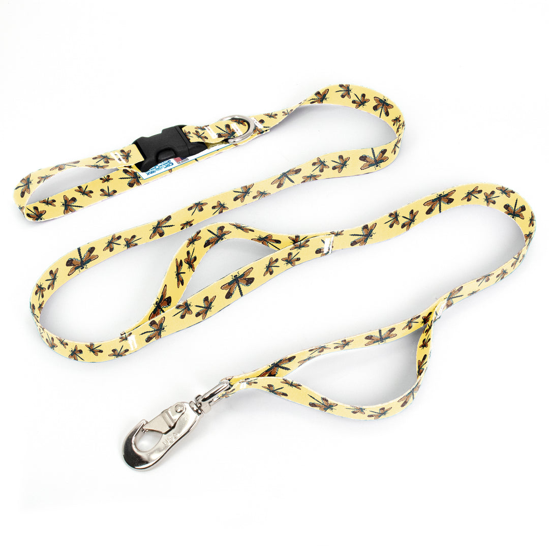 Rebecca McGovern Dragonflies on Cream Fab Grab Leash - Made in USA