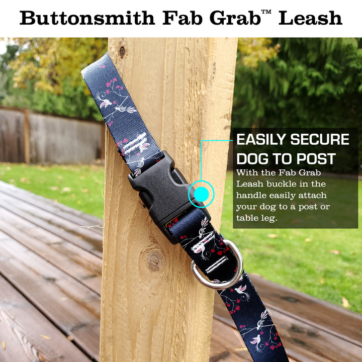 Love Birds Black Fab Grab Leash - Made in USA