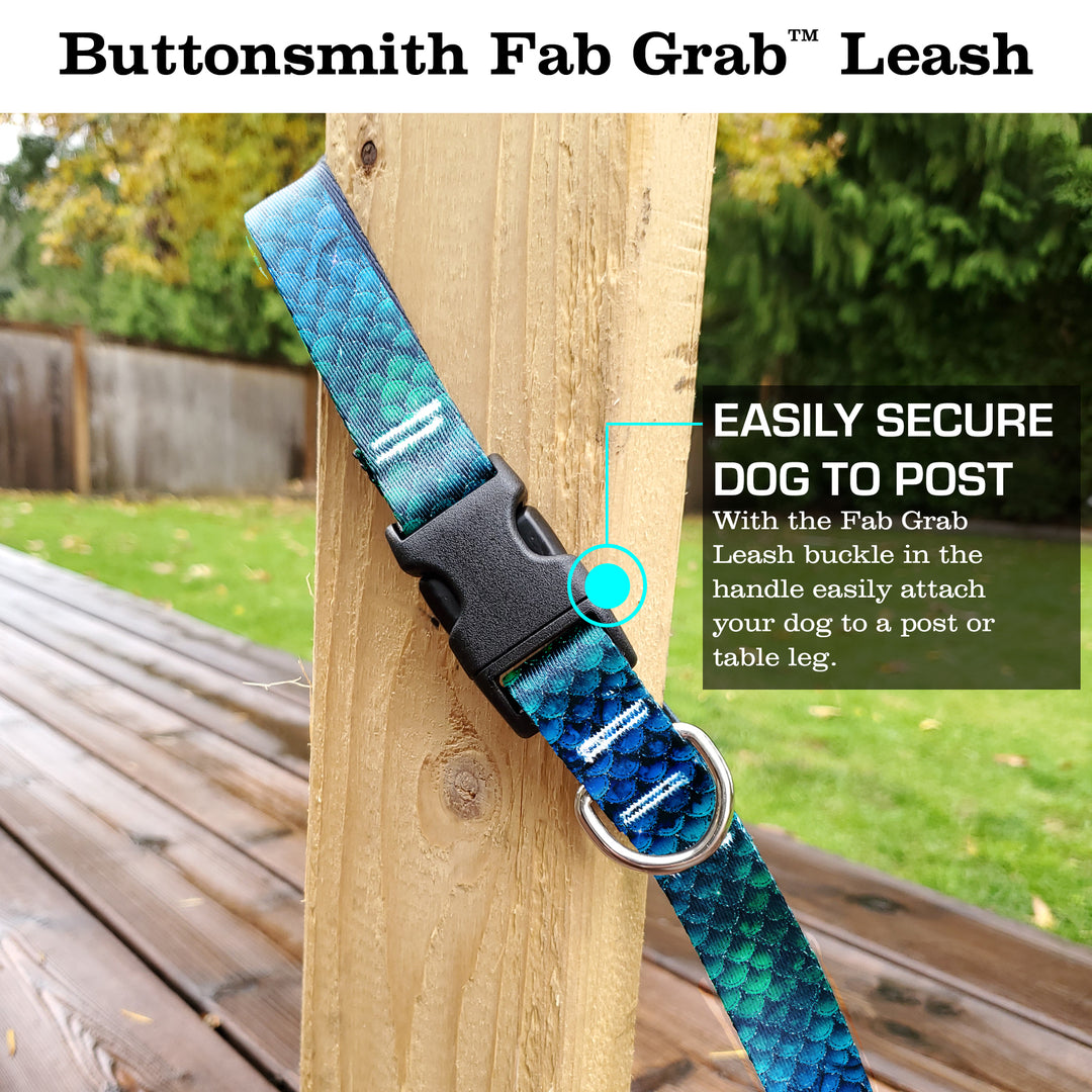 Mermaid Scales Blue Fab Grab Leash - Made in USA