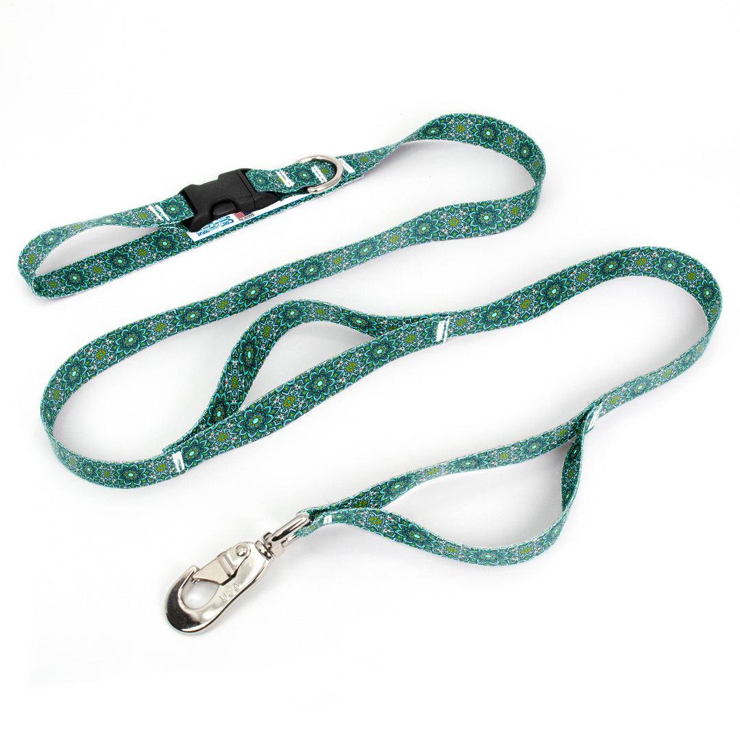 Moroccan Tiles Aqua Fab Grab Leash - Made in USA