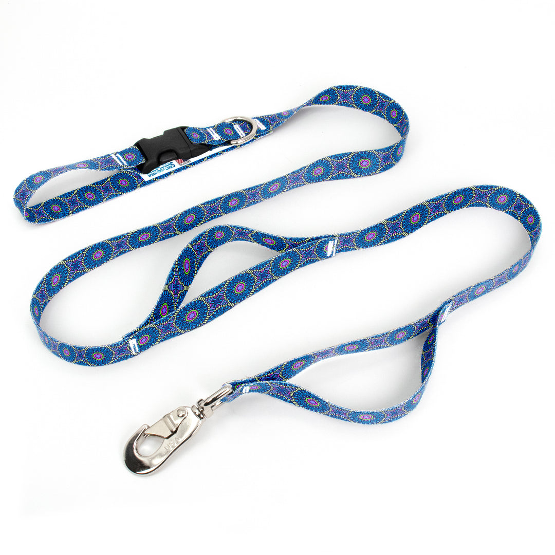 Moroccan Tiles Blue Fab Grab Leash - Made in USA