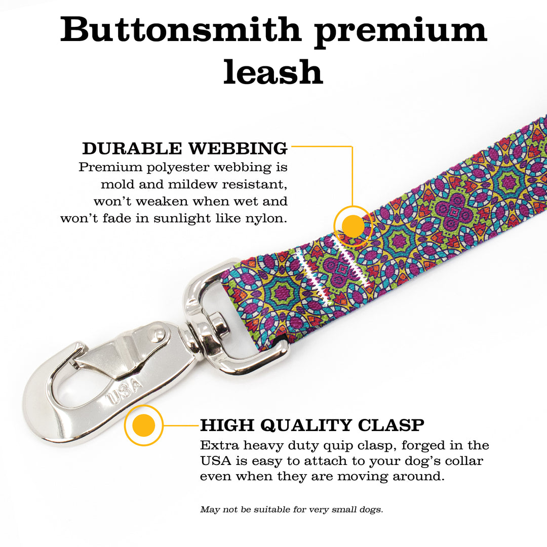 Moroccan Tiles MultiFlowers Fab Grab Leash - Made in USA