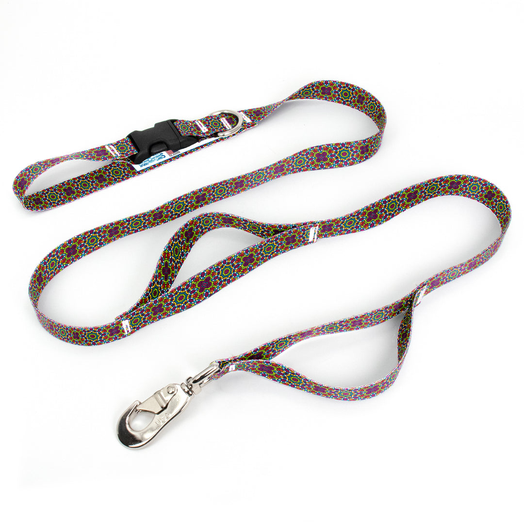 Moroccan Tiles MultiFlowers Fab Grab Leash - Made in USA