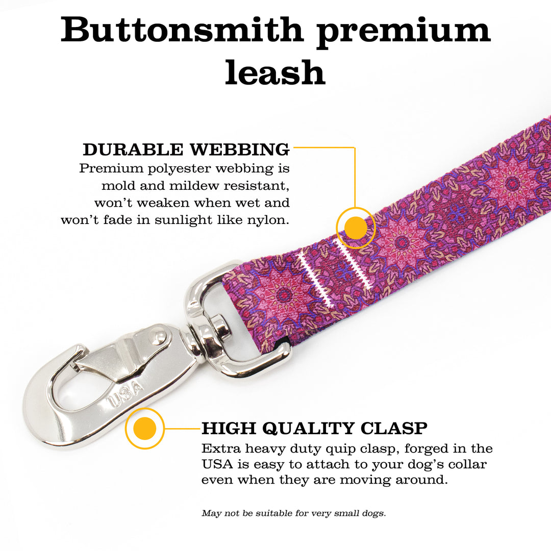 Moroccan Tiles Pink Fab Grab Leash - Made in USA