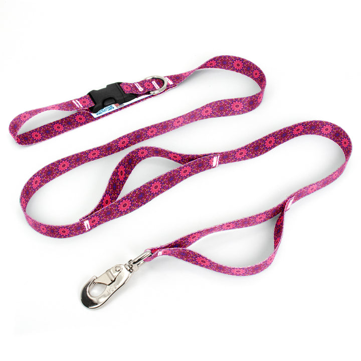 Moroccan Tiles Pink Fab Grab Leash - Made in USA