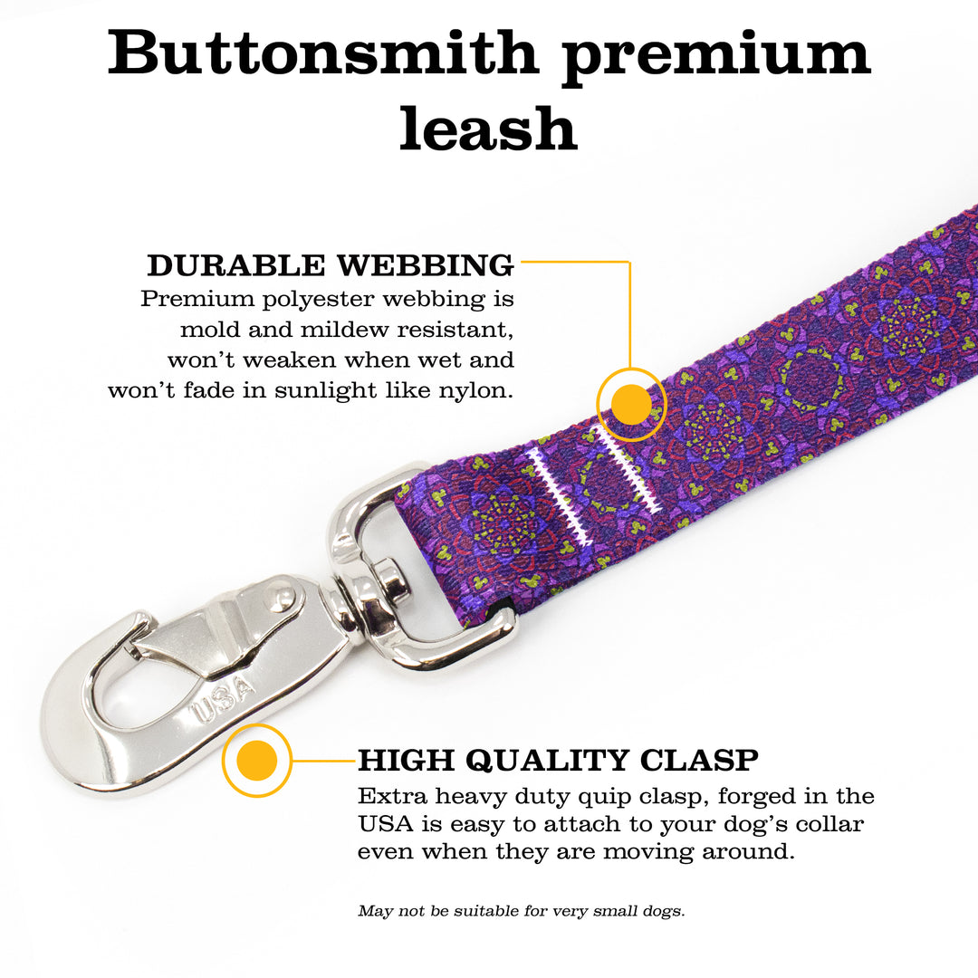 Moroccan Tiles Purple Fab Grab Leash - Made in USA