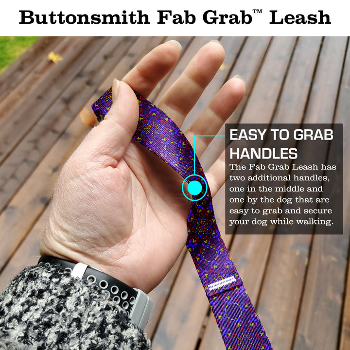 Moroccan Tiles Purple Fab Grab Leash - Made in USA