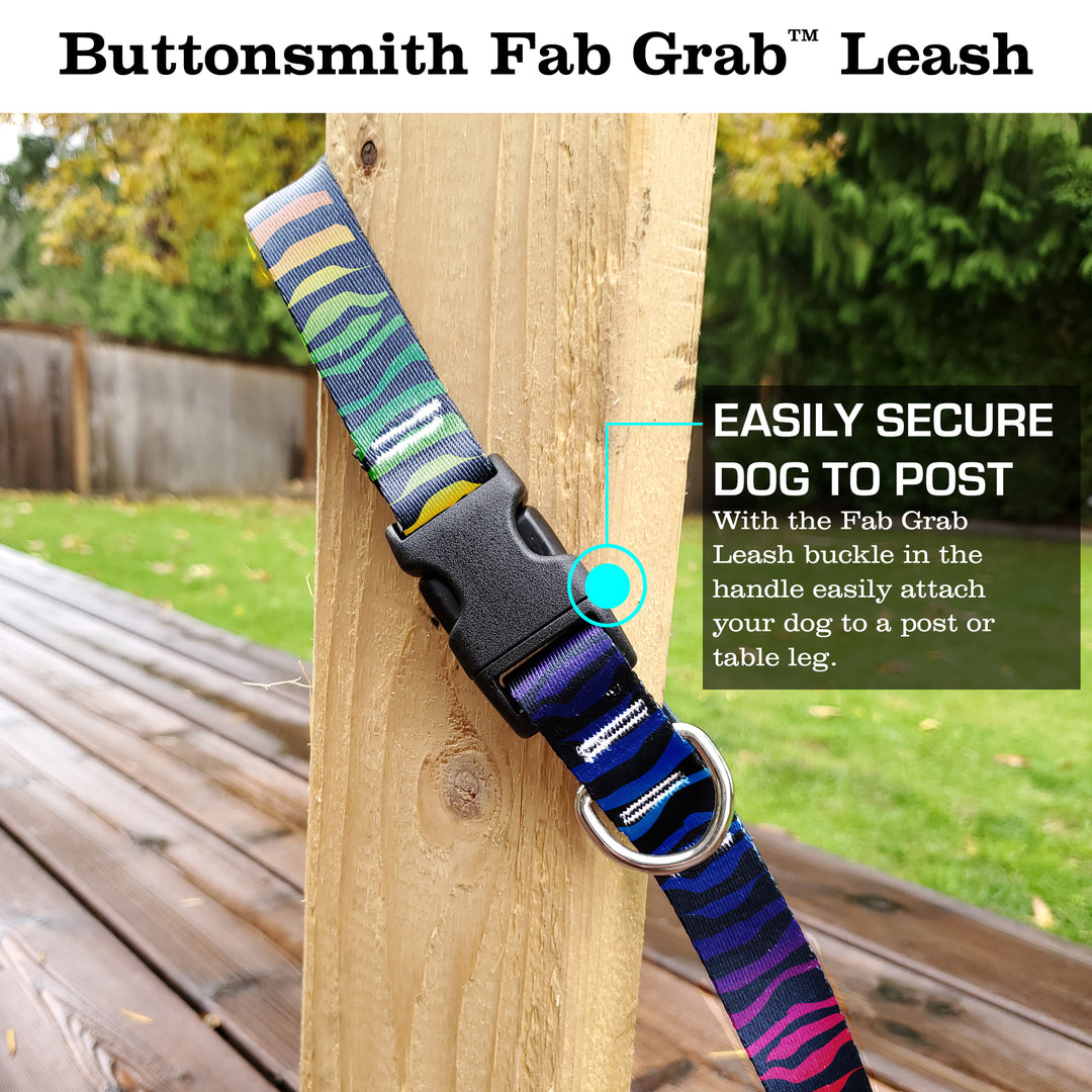 Rainbow Zebra Fab Grab Leash - Made in USA