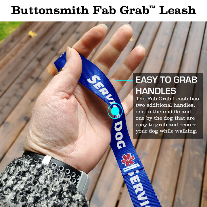 Service Dog Blue Fab Grab Leash - Made in USA