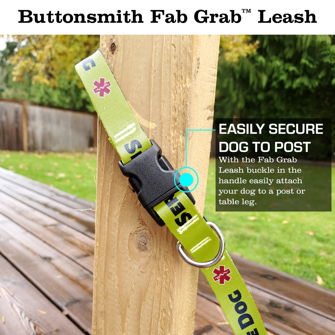 Service Dog High Visibility Yellow Fab Grab Leash - Made in USA