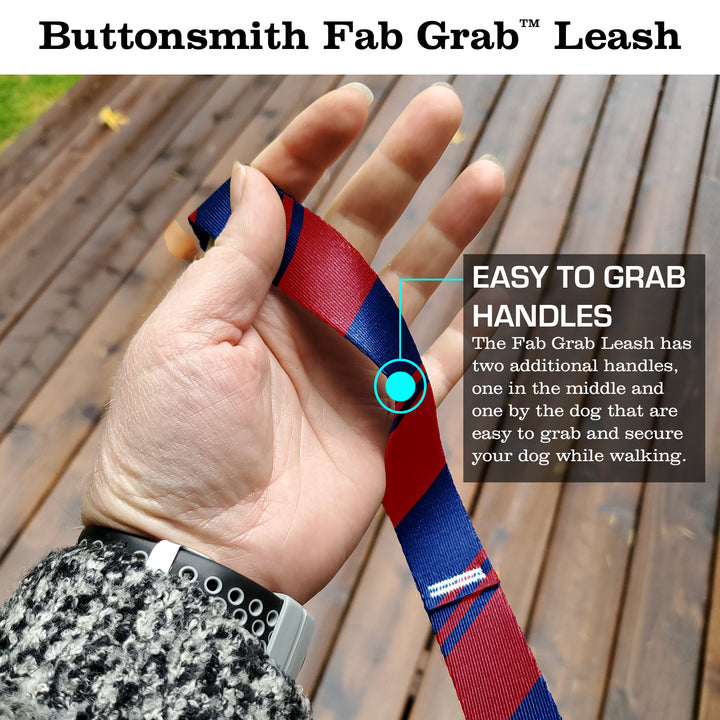 Sporty Blue Red Fab Grab Leash - Made in USA