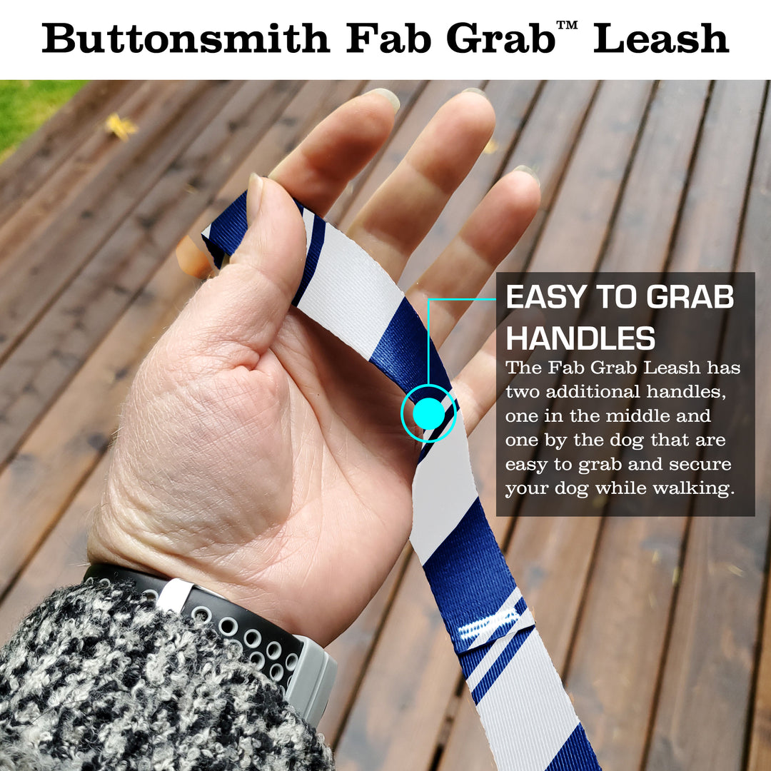 Sporty Blue White Fab Grab Leash - Made in USA