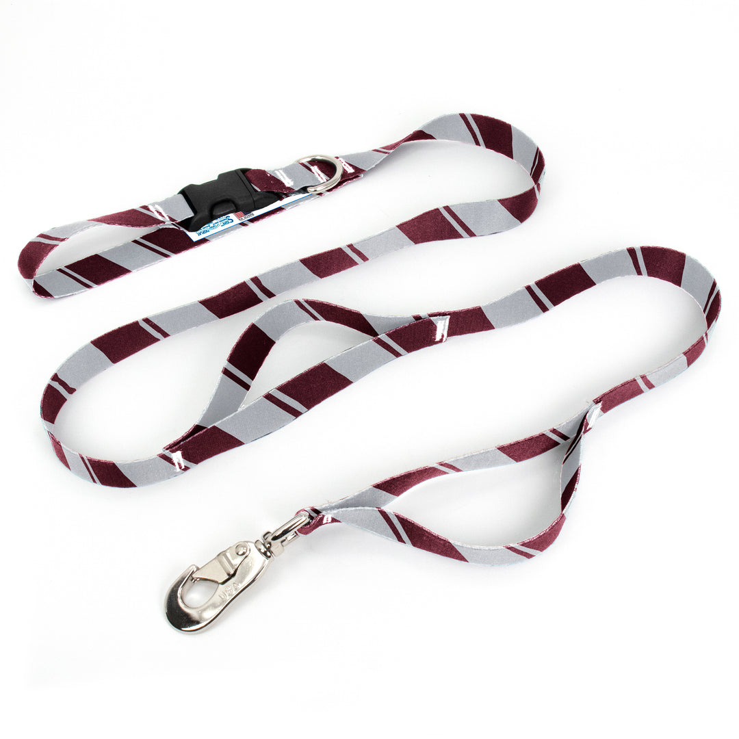 Sporty Maroon Grey Fab Grab Leash - Made in USA