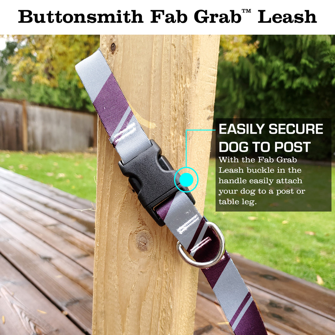 Sporty Maroon Grey Fab Grab Leash - Made in USA